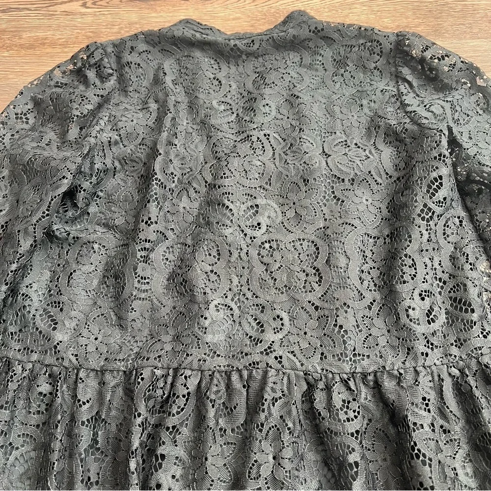 Lilly Pulitzer Jacelynne Black Lace Peplum Top Size Small Long Sleeve Blouse - Picture 8 of 11